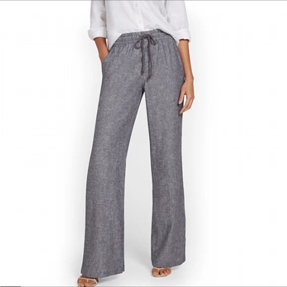 New York & Company Women’s Gray Linen Blend Straight Leg Pants Size S EUC